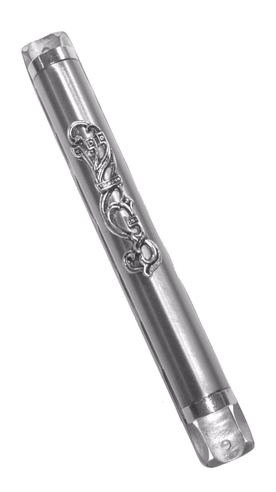 Judaica Mezuzah Case Pewter Shadai 12 cm Semi Round Closed Back Israel