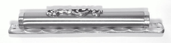 Judaica Mezuzah Case Pewter Shadai 12 cm Semi Round Closed Back Israel