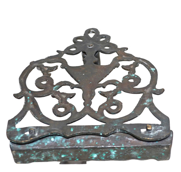 Judaica Vintage Salonika Style Bronze Cast Hanukkah Oil Menorah "Ner Mitzvah" Mid-20th Century