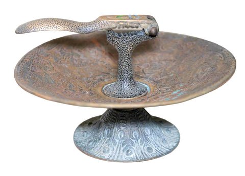 Judaica Vintage Decorated Brass Nut Cracker Israel Signed Tamar Footed Bowl 1960