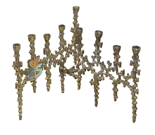 Judaica Vintage Hanukkah Candle Menorah 1973 Israel 25th Anniversary Foldable