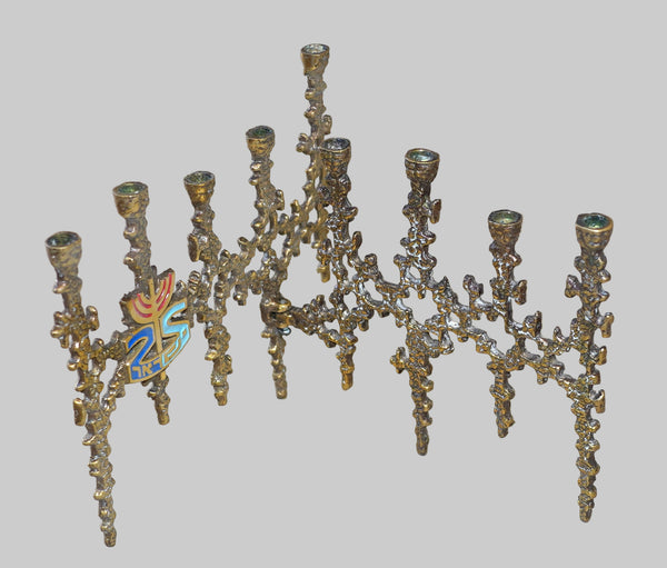 Judaica Vintage Hanukkah Candle Menorah 1973 Israel 25th Anniversary Foldable