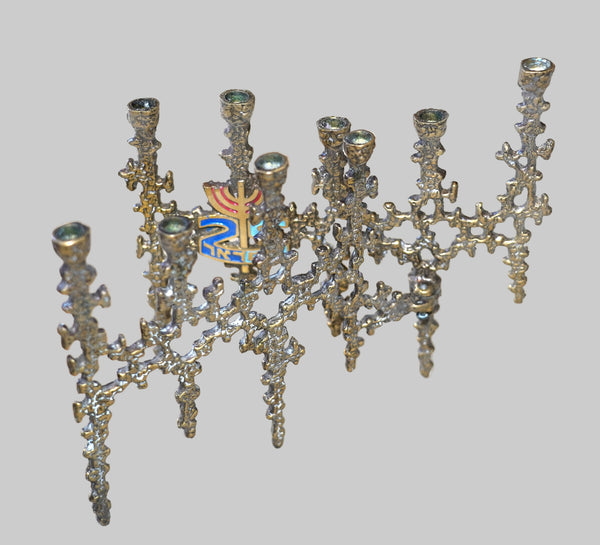 Judaica Vintage Hanukkah Candle Menorah 1973 Israel 25th Anniversary Foldable
