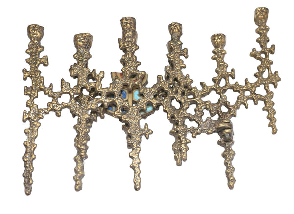 Judaica Vintage Hanukkah Candle Menorah 1973 Israel 25th Anniversary Foldable