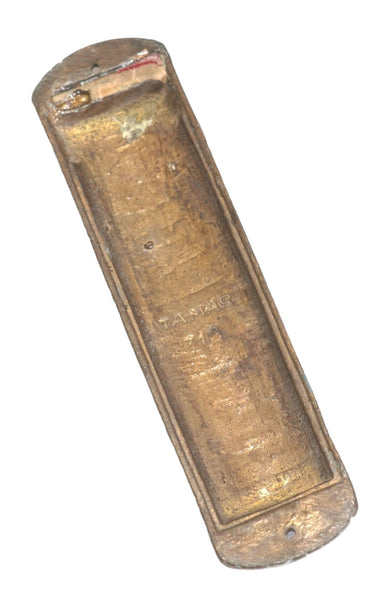 Judaica Vintage Heavy Brass Mezuzah Case Peace Blessing Signed Tamar Israel 10cm