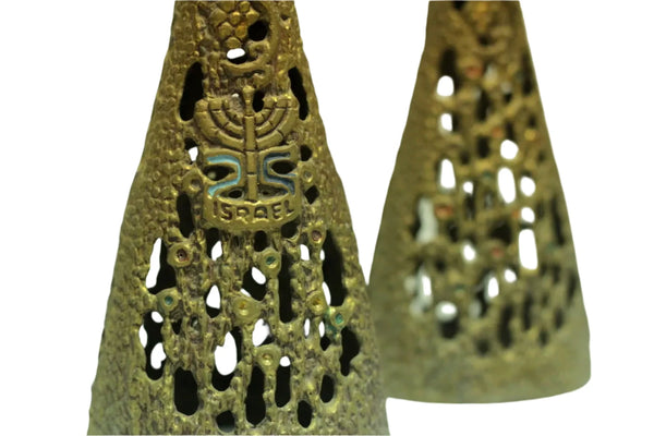 Judaica Vintage Shabbat Candlestick Candle Holder 1973 Israel Wainberg Signed