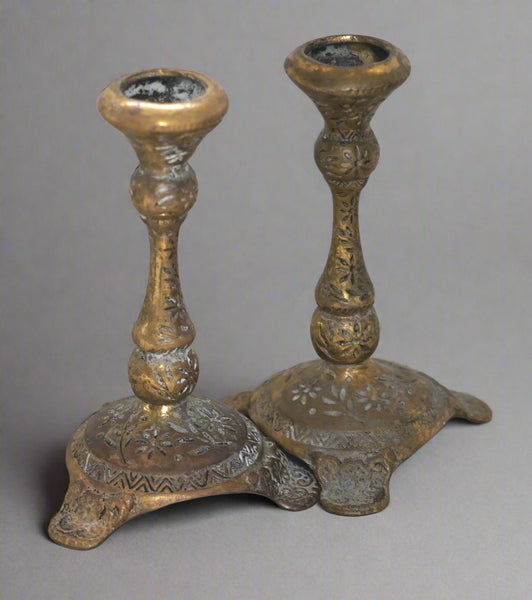 Judaica Vintage Shabbat Candlestick Candle Holder Israel Wainberg Signed 1960's