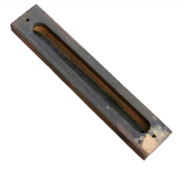 Judaica Vintage Wood Mezuzah Case w Ethnic Ceramic Plaque 9 cm Israel 1970's
