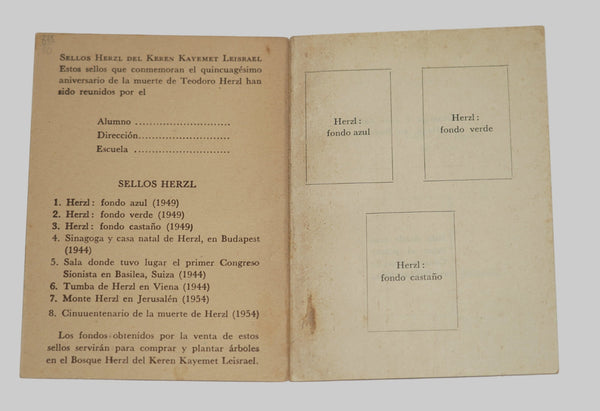 Lot of 2 Collectible Herzl Items 1954 Memorial Booklet Photo at Grave Vintage