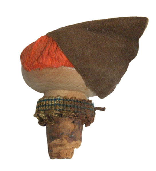 Lot of 2 Vintage Wood Wine Bottle Stoppers Israel 1950-60's Puppet Elephant