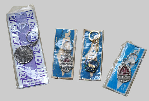 Lot of 4 Vintage 1960's Bezalel Rare Metal Key Charm Holder Israel Judaica Jerusalem