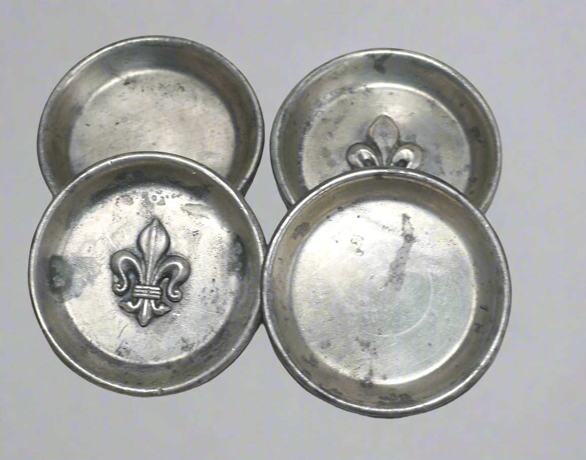 Lot of 4 Vintage French Pewter Fleur Du Lis Trinket Tray Etains Du Lac Annecy