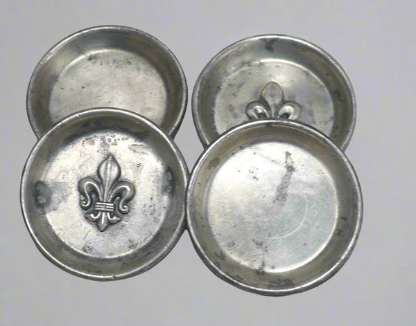 Lot of 4 Vintage French Pewter Fleur Du Lis Trinket Tray Etains Du Lac Annecy
