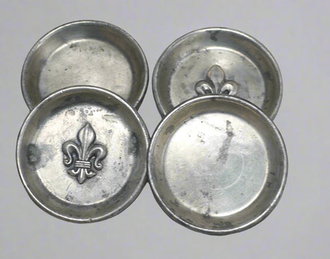 Lot of 4 Vintage French Pewter Fleur Du Lis Trinket Tray Etains Du Lac Annecy