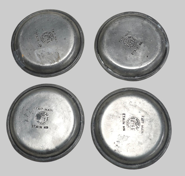 Lot of 4 Vintage French Pewter Fleur Du Lis Trinket Tray Etains Du Lac Annecy
