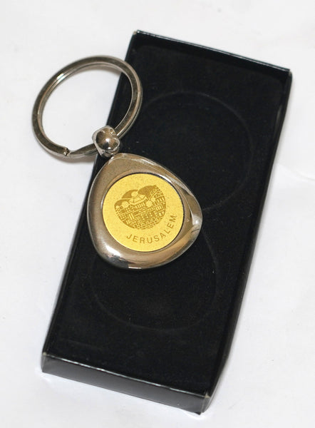 Lot of 5 Vintage Men's Metal Judaica Key Charm Holder Jerusalem Menorah w Box Israel