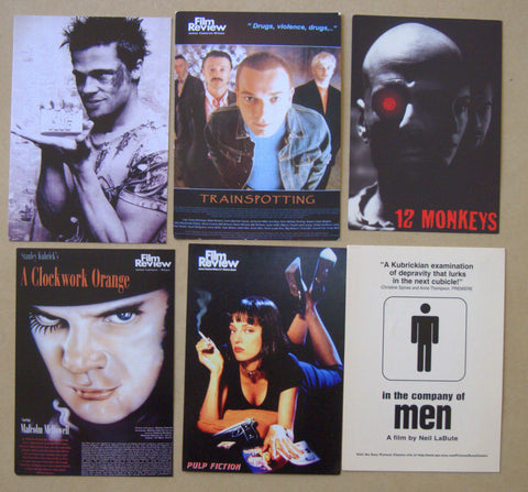 Lot of 6 Movie Postcards Film Review Vintage Fight Club Pulp Fiction 12 monkeys