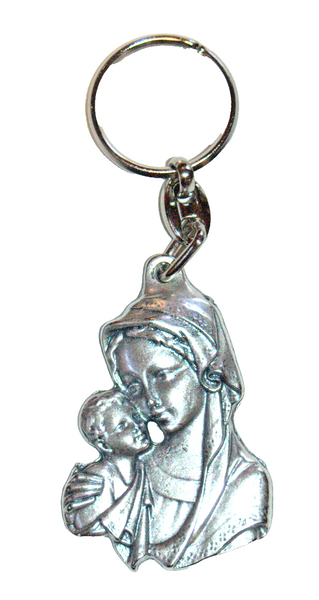 Lot of 2 Christian Symbols Key Ring Chain Madonna and Child Charm