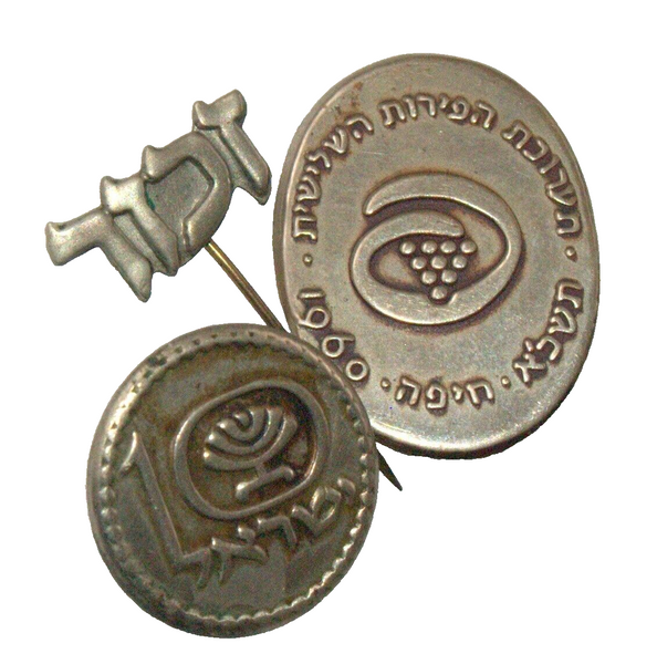 Lot of 3 Vintage Lapel Pins Israel 10th Anniversary, 1960's Expo, Zachor