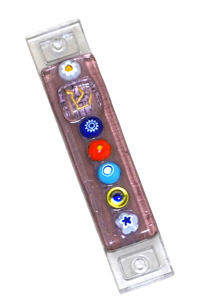 Murano Glass Handmade Mezuzah Case 6.5 cm Scroll Lavender Purple Murrina Judaica