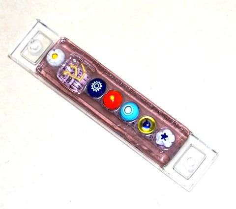 Murano Glass Handmade Mezuzah Case 6.5 cm Scroll Lavender Purple Murrina Judaica