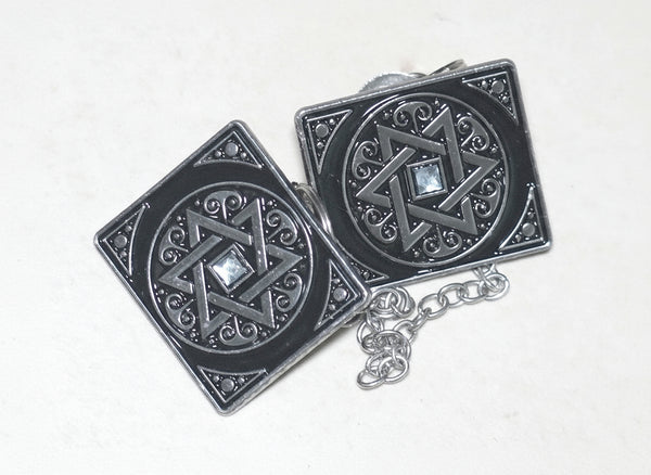 Tallit Talis Clips Prayer Shawl Holder Magen David Engraved Inlaid Judaica