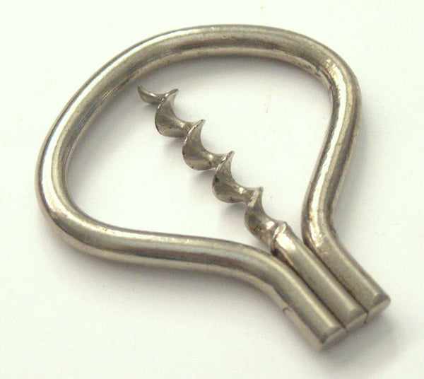 Vintage Folding Bow Metal Picnic Pocket Steel Corkscrew Bottle Opener