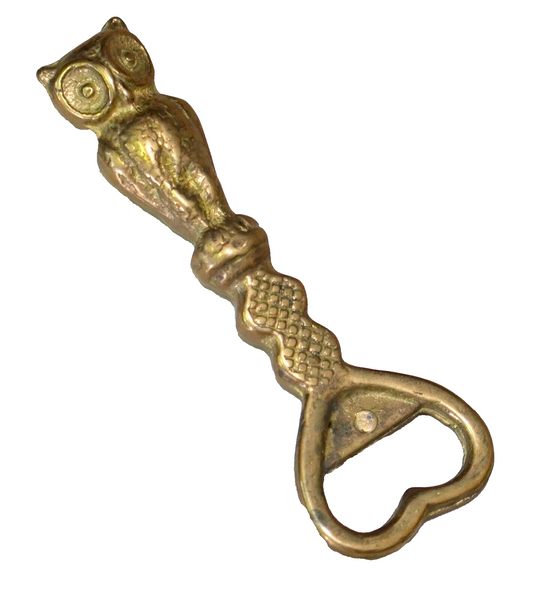 Vintage Solid Brass Bottle Opener Owl Shape Figure