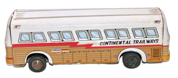 Vintage Tin Continental Trailways Bus Toy Friction Wheels Japan 1960's