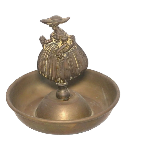 Vintage 1930s British Brass Trinket Tray Crinoline Lady Figurine RD 755975