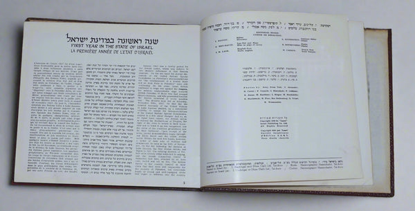 Vintage 1951 Book Israel Reborn Illustrated Hebrew English French Judaica