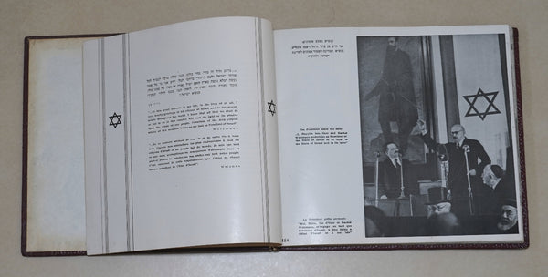 Vintage 1951 Book Israel Reborn Illustrated Hebrew English French Judaica
