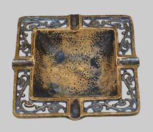 Vintage Bronze Hammered Ashtray Dayagi Signed Numbered 1950's Israel