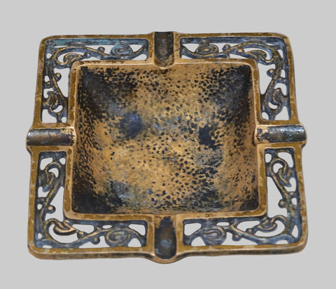 Vintage Bronze Hammered Ashtray Dayagi Signed Numbered 1950's Israel