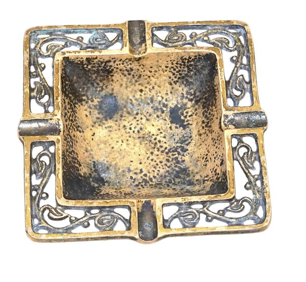 Vintage Bronze Hammered Ashtray Dayagi Signed Numbered 1950's Israel