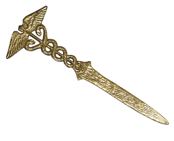 Vintage Decorative Letter Opener Winged Staff Double Serpent Design Caduceus Symbol