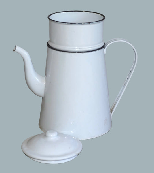Vintage Enamel 3 pcs Tea Coffee Jug Pot Water Pitcher Israel Kibbutz