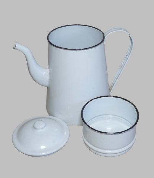 Vintage Enamel 3 pcs Tea Coffee Jug Pot Water Pitcher Israel Kibbutz