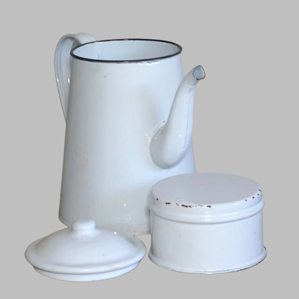 Vintage Enamel 3 pcs Tea Coffee Jug Pot Water Pitcher Israel Kibbutz