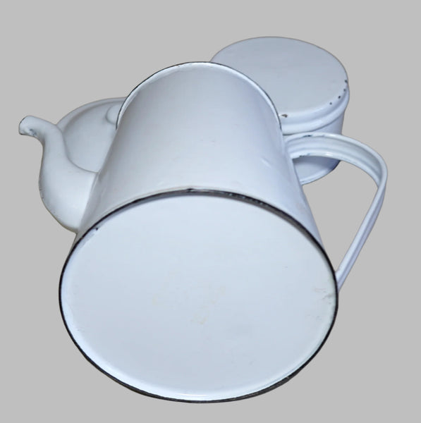 Vintage Enamel 3 pcs Tea Coffee Jug Pot Water Pitcher Israel Kibbutz