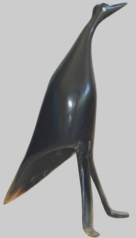 Vintage Hand Carved Horn Bird Stork Sculpture Figurine Modernist Design