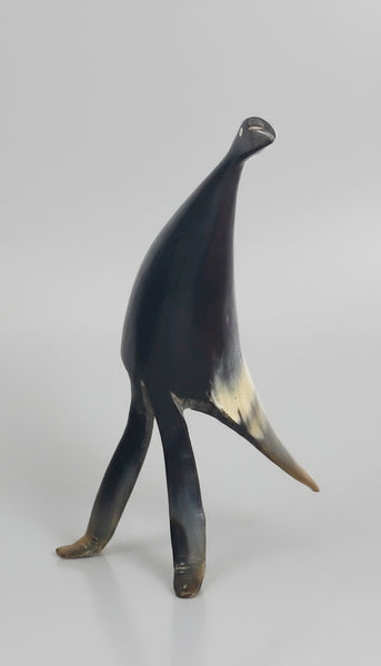 Vintage Hand Carved Horn Bird Stork Sculpture Figurine Modernist Design
