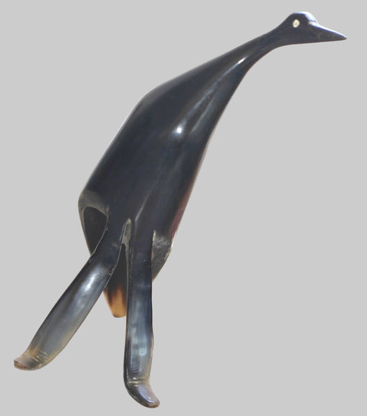 Vintage Hand Carved Horn Bird Stork Sculpture Figurine Modernist Design