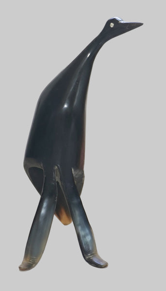 Vintage Hand Carved Horn Bird Stork Sculpture Figurine Modernist Design