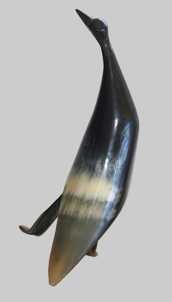 Vintage Hand Carved Horn Bird Stork Sculpture Figurine Modernist Design