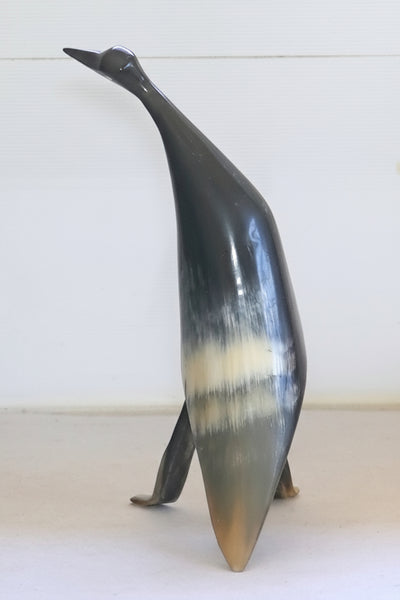 Vintage Hand Carved Horn Bird Stork Sculpture Figurine Modernist Design