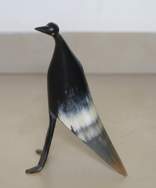 Vintage Hand Carved Horn Bird Stork Sculpture Figurine Modernist Design