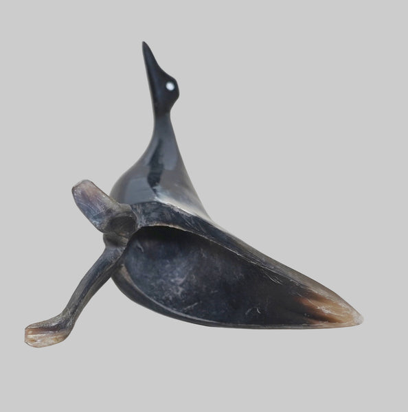Vintage Hand Carved Horn Bird Stork Sculpture Figurine Modernist Design