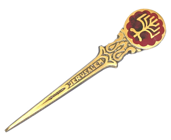 Vintage Israel Judaica Letter Opener 7 Branch Menorah Jerusalem Bronze 1960's