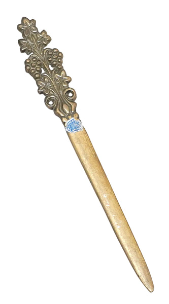 Vintage Israel Letter Opener Grape Wine Floral Chen Holon 1960's